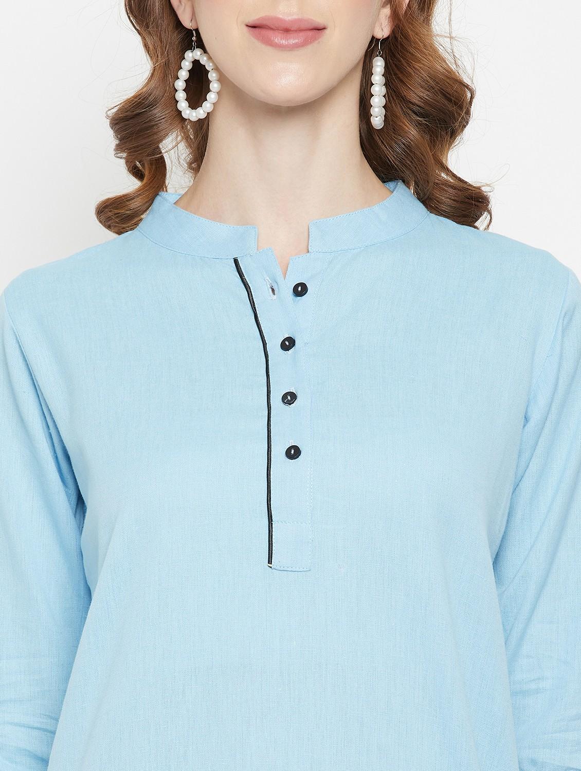women three quarter sleeve straight kurti - 22061384 - Standard Image - 5