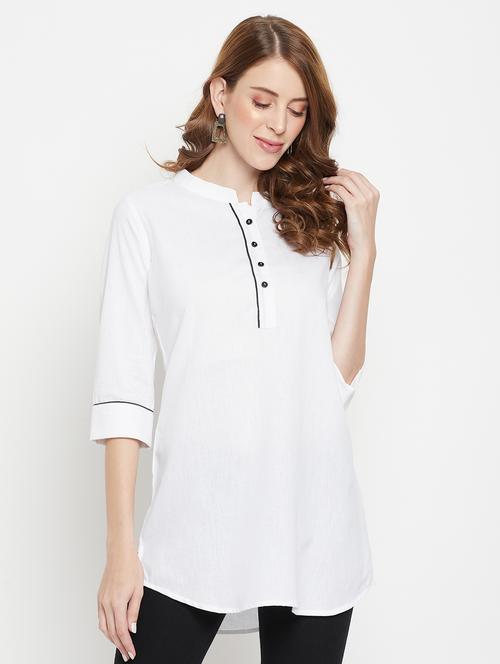women three quarter sleeve straight kurti - 22061385 -  Standard Image - 0