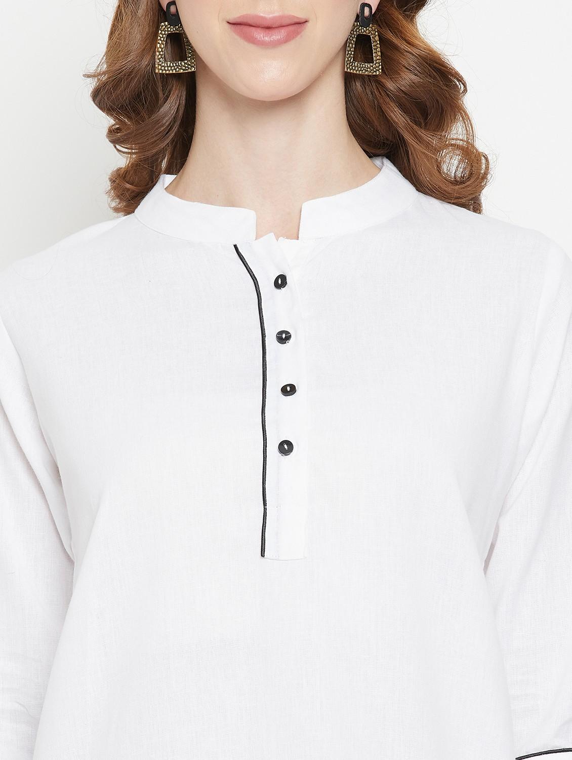 women three quarter sleeve straight kurti - 22061385 - Standard Image - 5