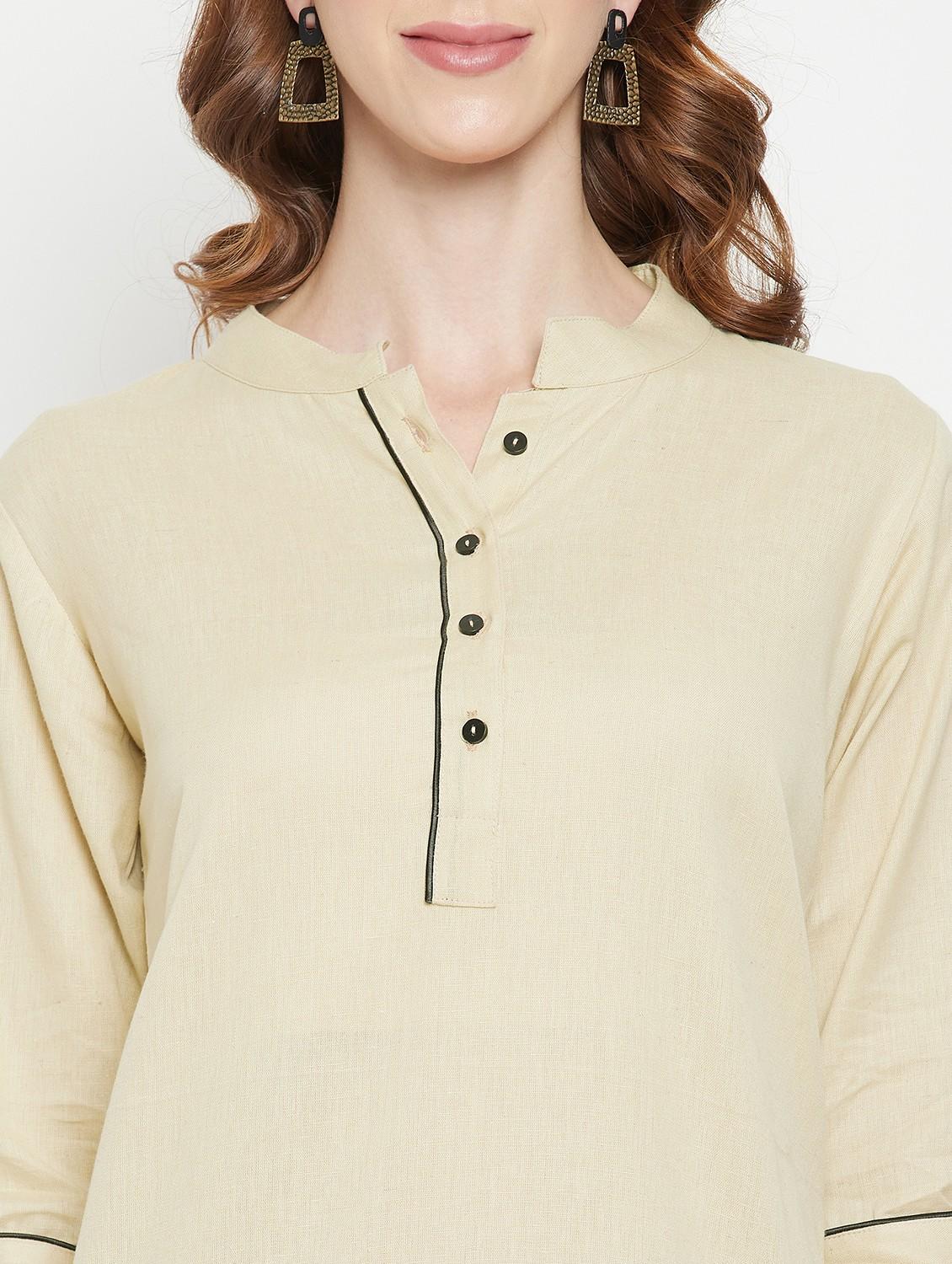 women three quarter sleeve straight kurti - 22061386 - Standard Image - 5