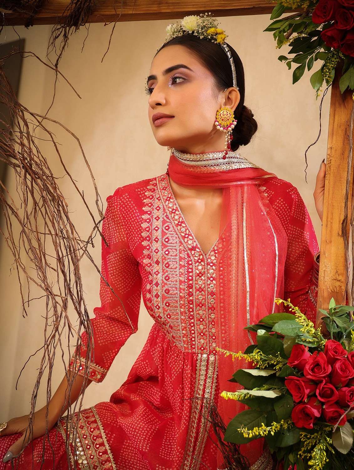 women three quarter sleeve kurta sharara with dupatta set - 22061450 -  Standard Image - 3