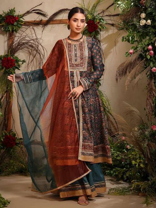 women printed long sleeve kurta sharara with dupatta set - 22061452 - Standard Image - 0