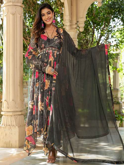 women floral long sleeve kurta pant with dupatta set - 22061489 -  Standard Image - 0