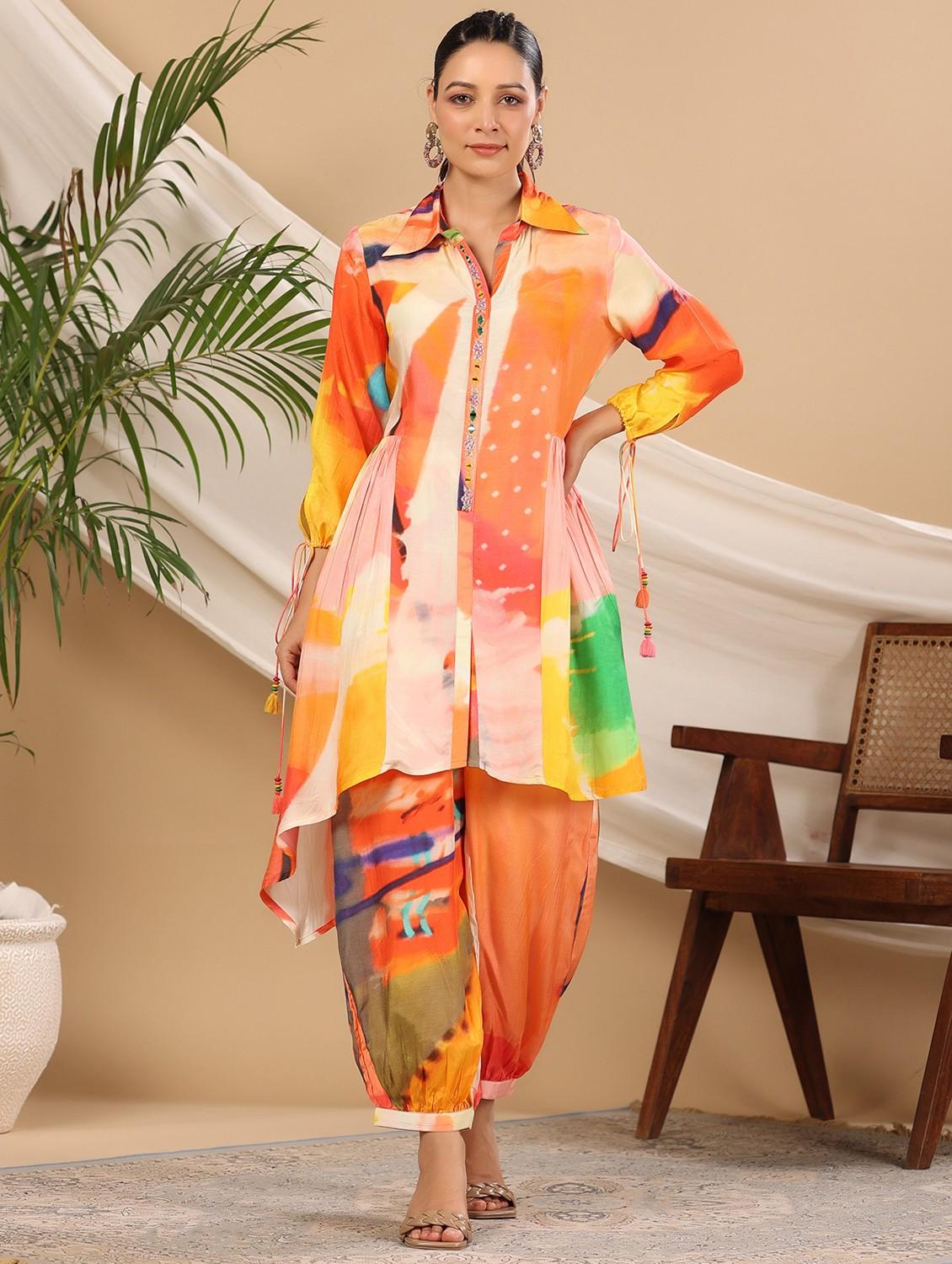 orange muslin coord set - 22061508 - Zoom Image - 0