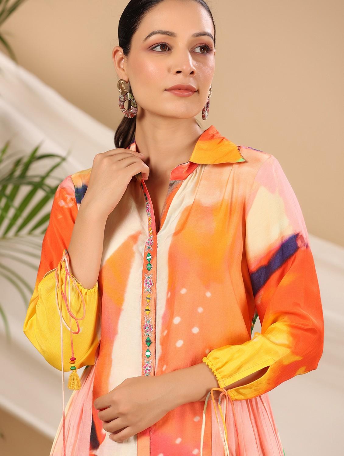 orange muslin coord set - 22061508 - Standard Image - 3