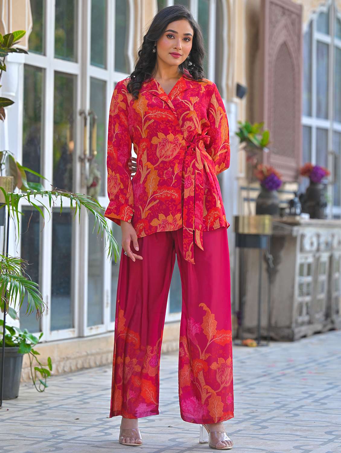 women floral print long sleeve collared co-ord set - 22061520 - Standard Image - 5