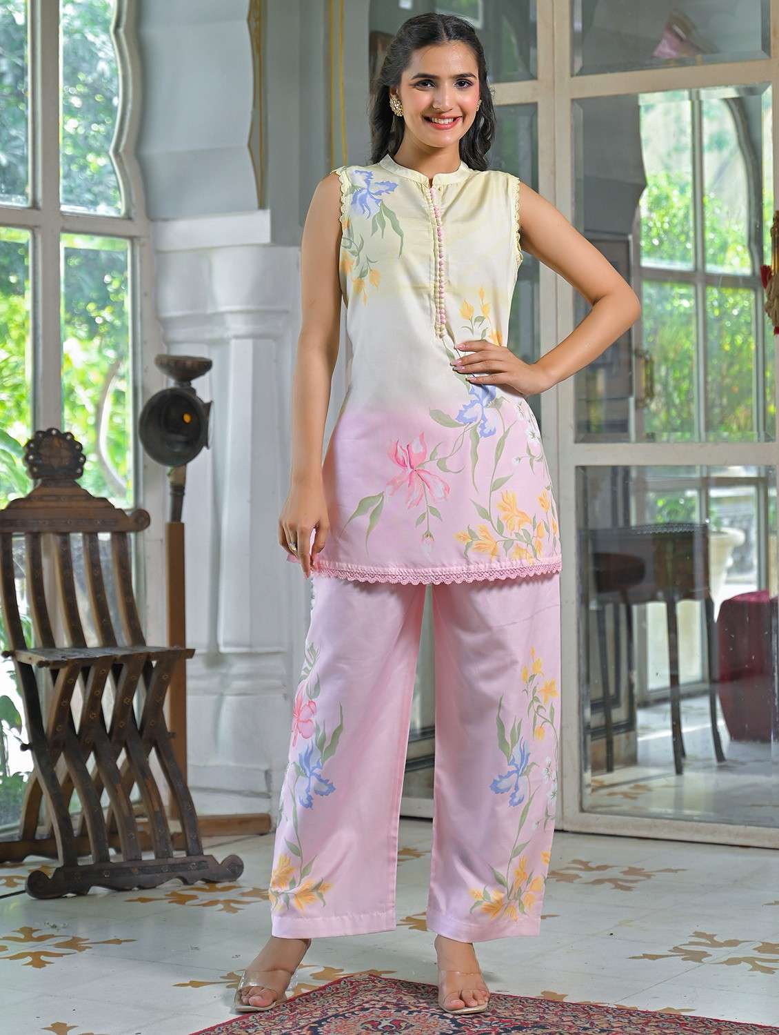 women printed sleeveless ethnic co-ord set - 22061524 -  Zoom Image - 0