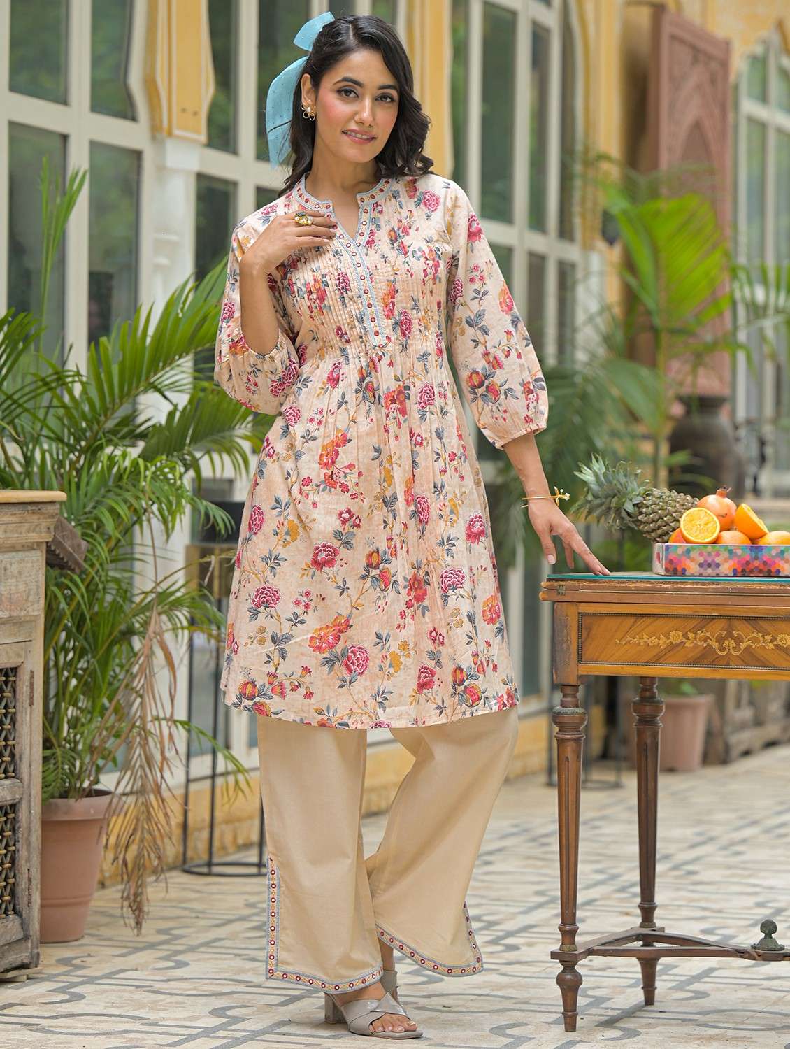 beige cotton coord set - 22061533 - Zoom Image - 0