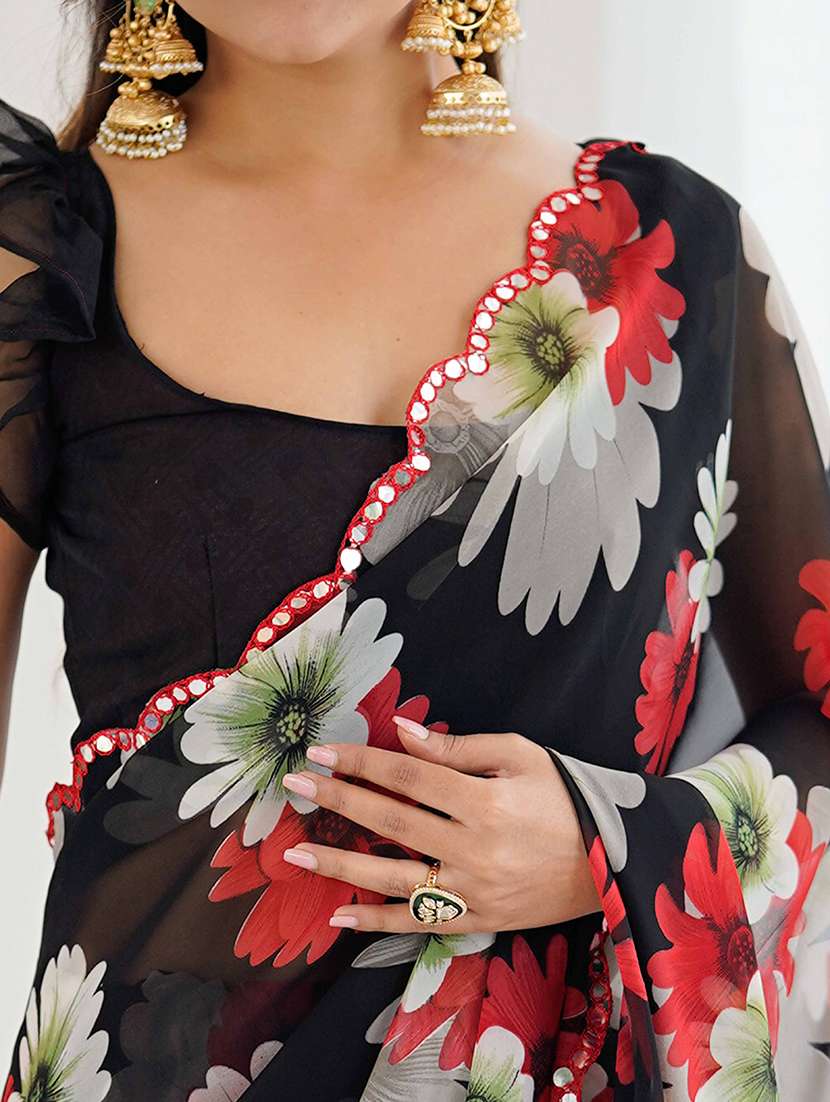 women floral printed saree with blouse - 22061554 - Standard Image - 3