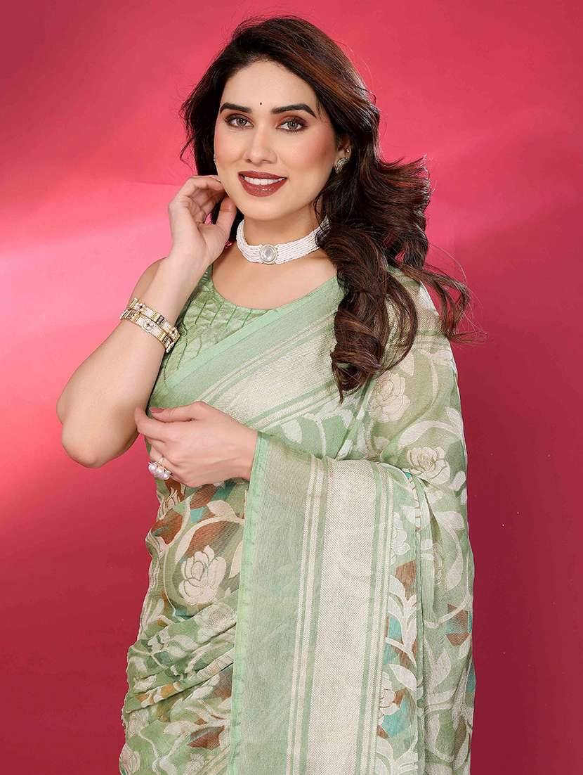 women floral printed saree with blouse - 22061598 -  Standard Image - 5