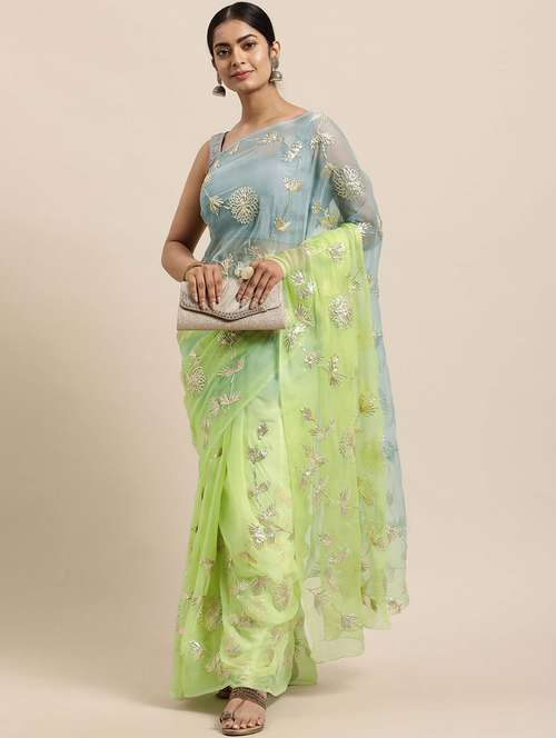 women ombre embroidered saree with blouse - 22061632 -  Standard Image - 0
