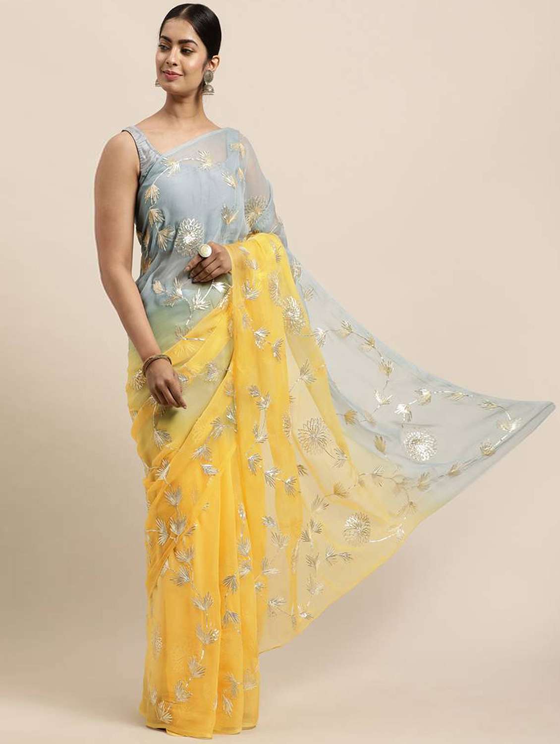 women ombre embroidered saree with blouse - 22061635 -  Zoom Image - 0