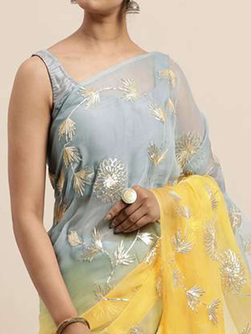 women ombre embroidered saree with blouse - 22061635 -  Standard Image - 3