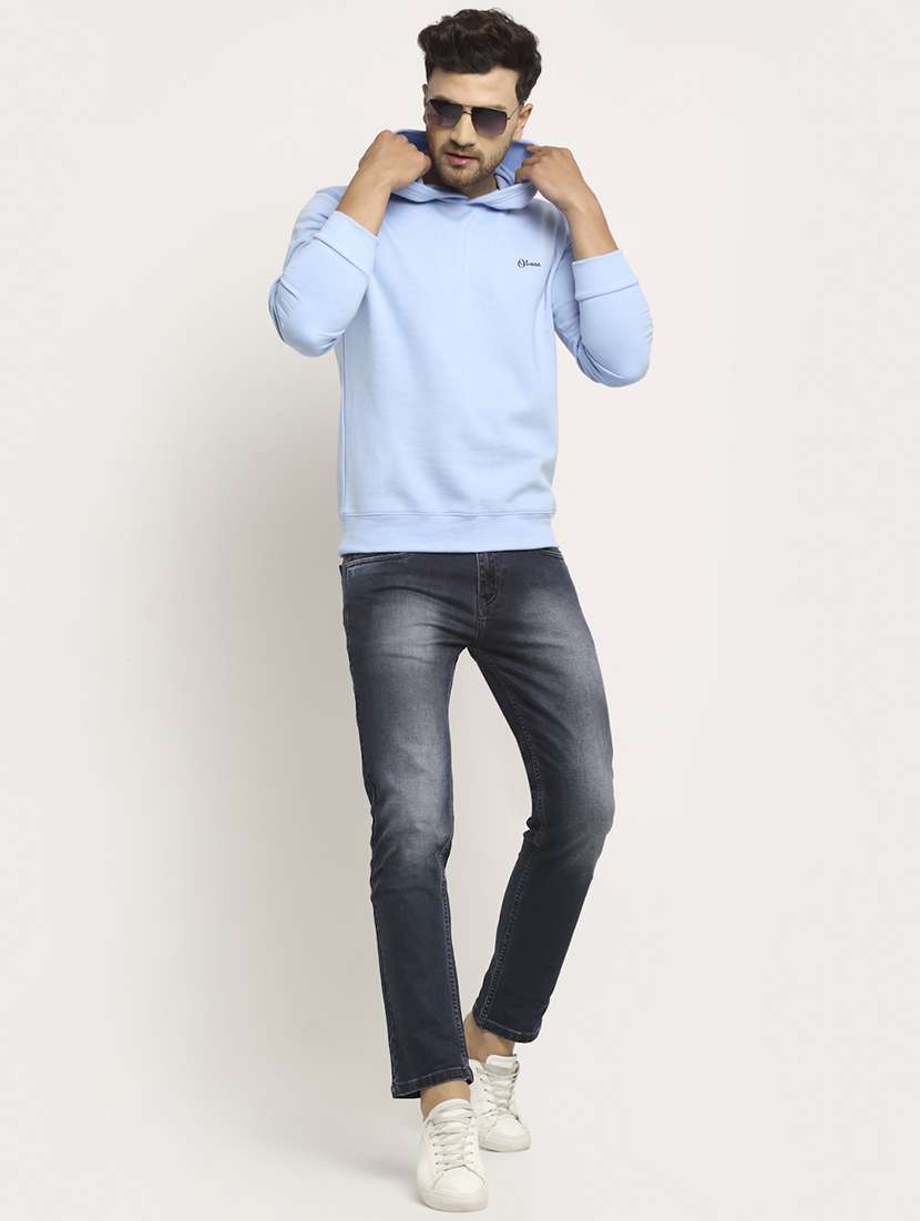 men solid long sleeve regular fit hooded sweatshirt - 22061672 -  Standard Image - 3