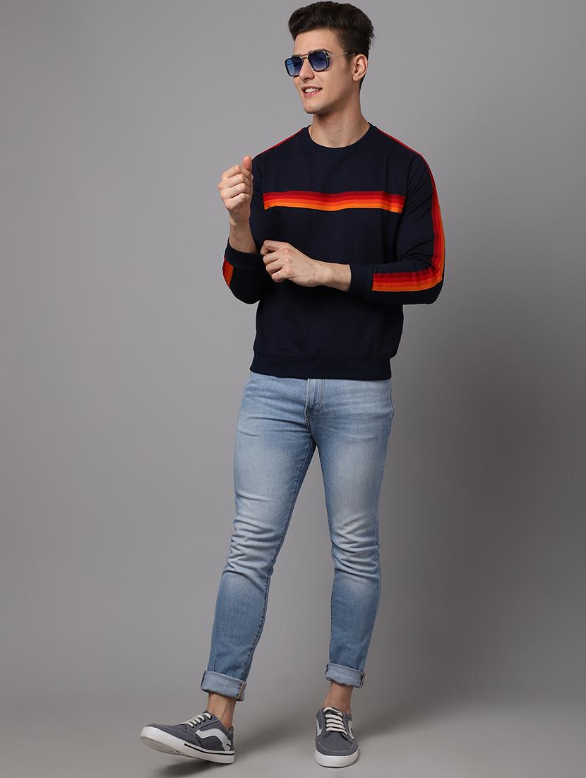 men striped long sleeve regular fit sweatshirt - 22061684 - Standard Image - 3
