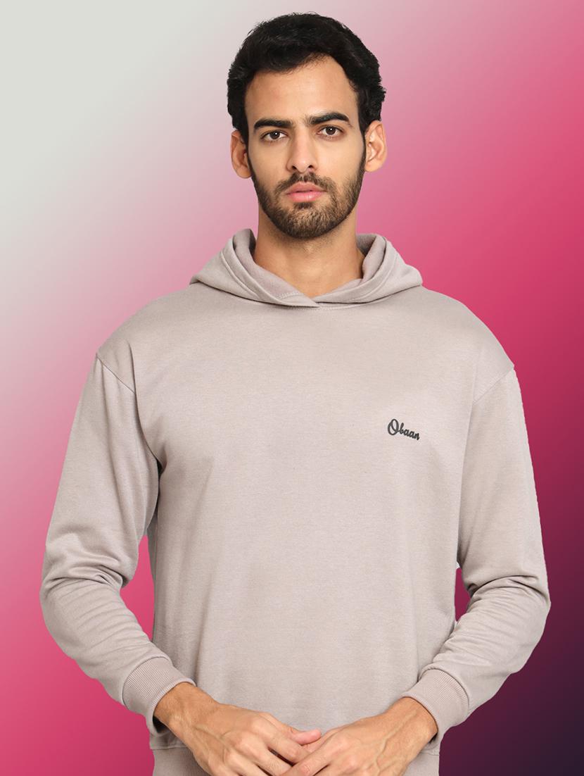 men solid long sleeve hooded sweatshirt - 22061717 -  Zoom Image - 0
