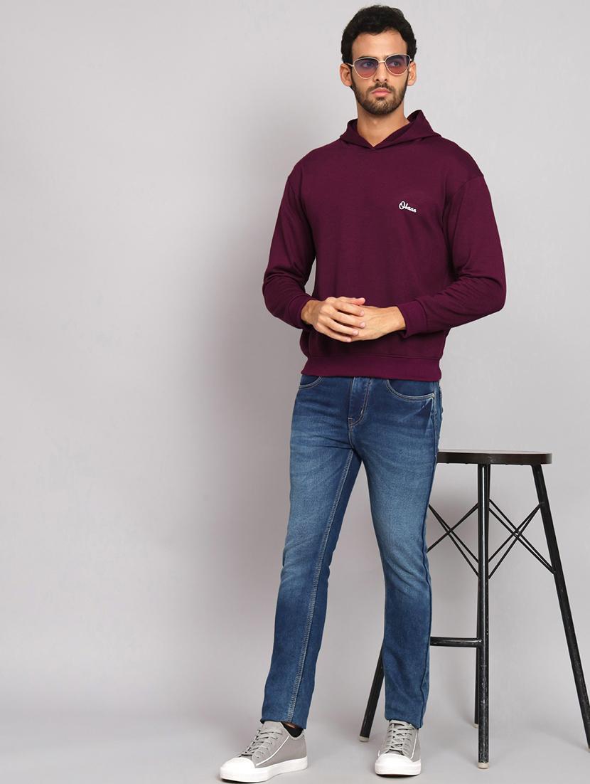 men solid long sleeve hooded sweatshirt - 22061725 - Standard Image - 3