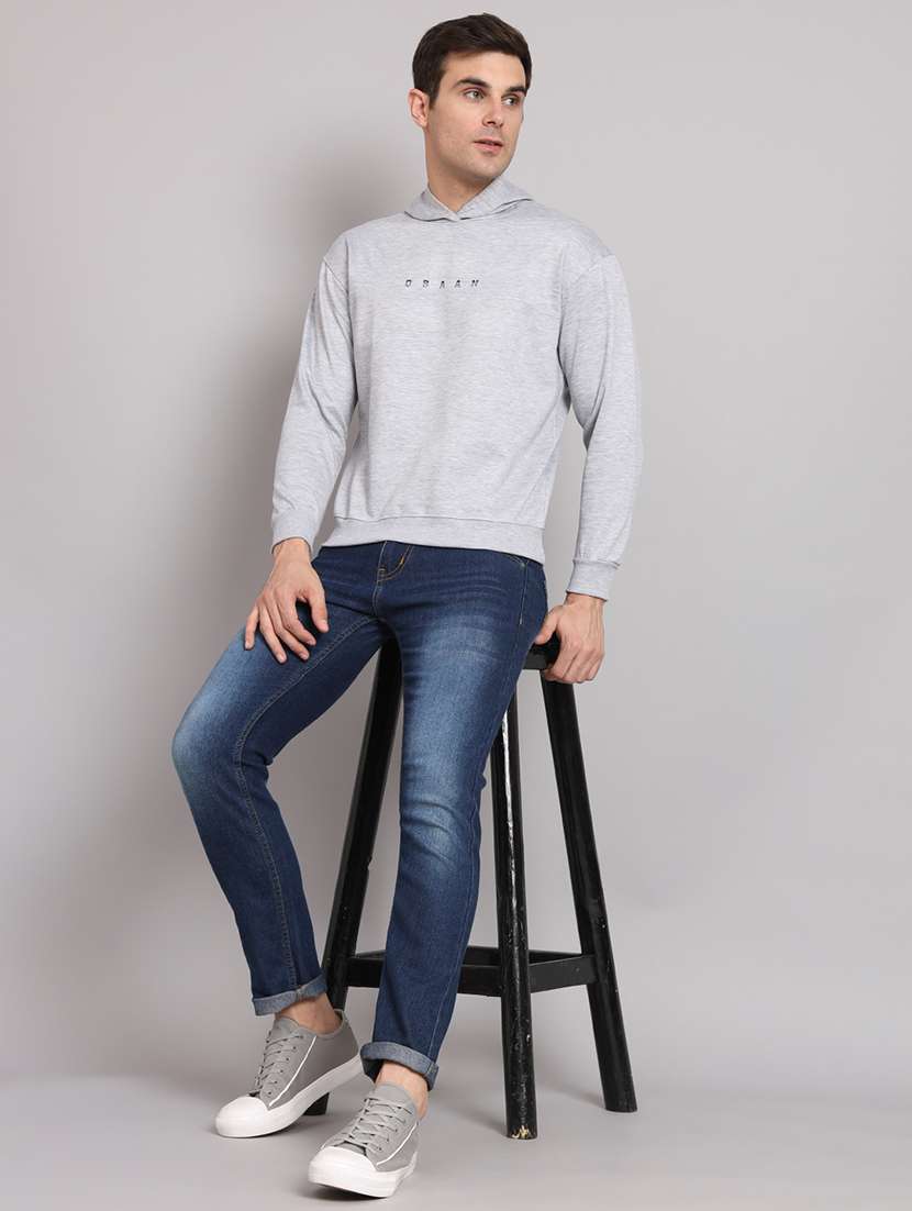 men solid long sleeve hooded sweatshirt - 22061737 -  Standard Image - 3
