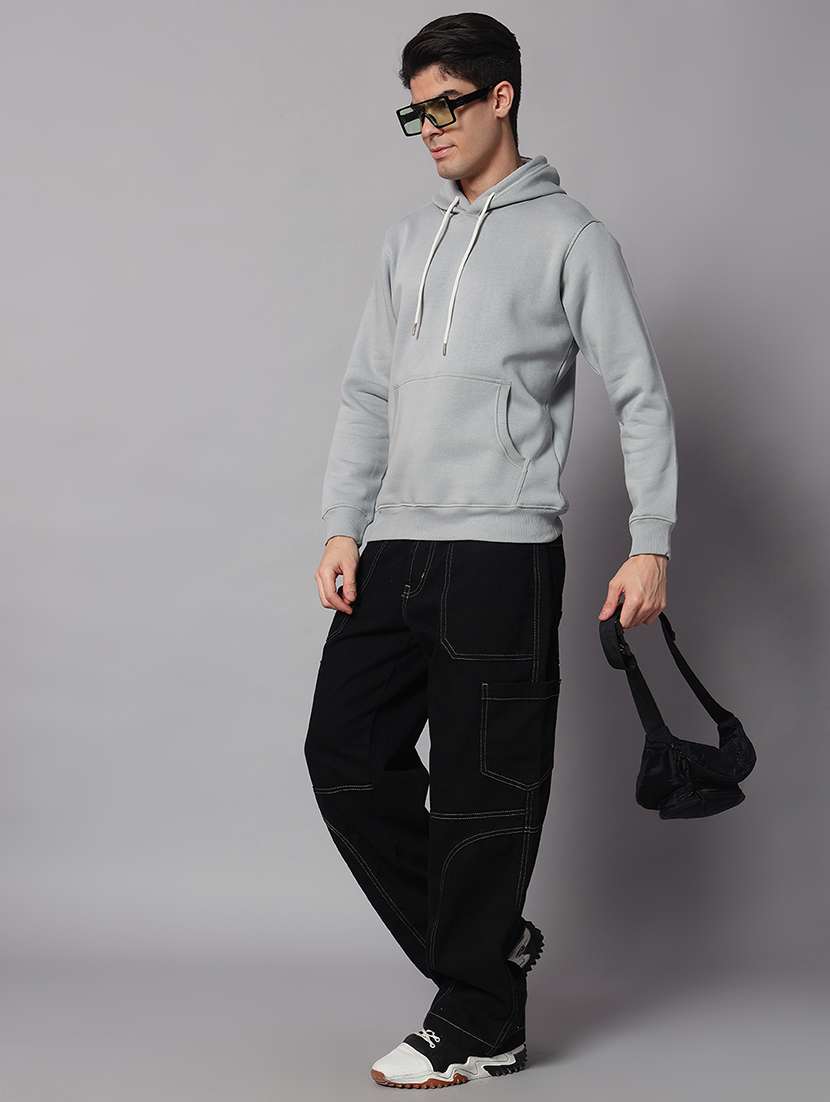 men solid long sleeve regular fit hooded sweatshirt - 22061757 -  Standard Image - 3