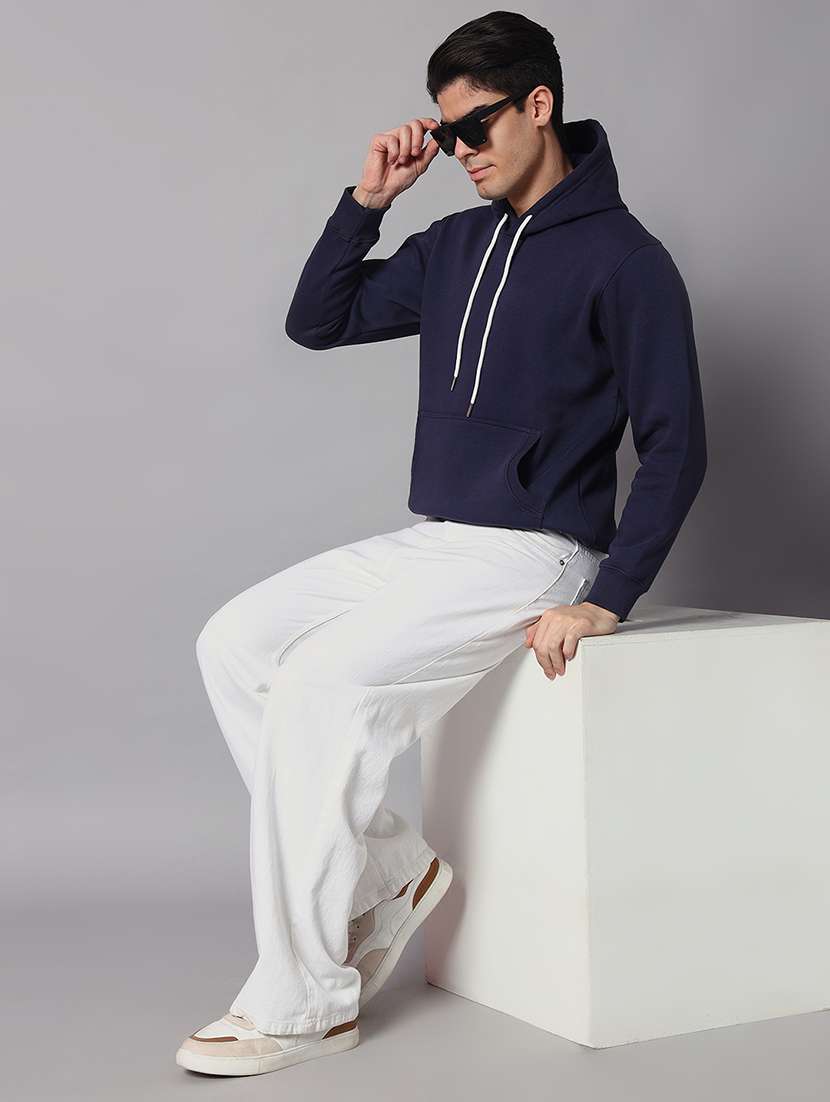 men solid long sleeve regular fit hooded sweatshirt - 22061768 -  Standard Image - 3