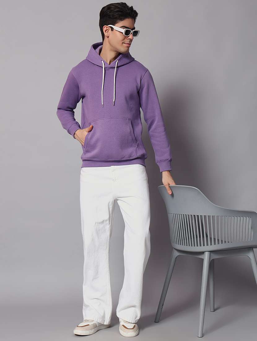 men solid long sleeve regular fit hooded sweatshirt - 22061771 -  Standard Image - 3