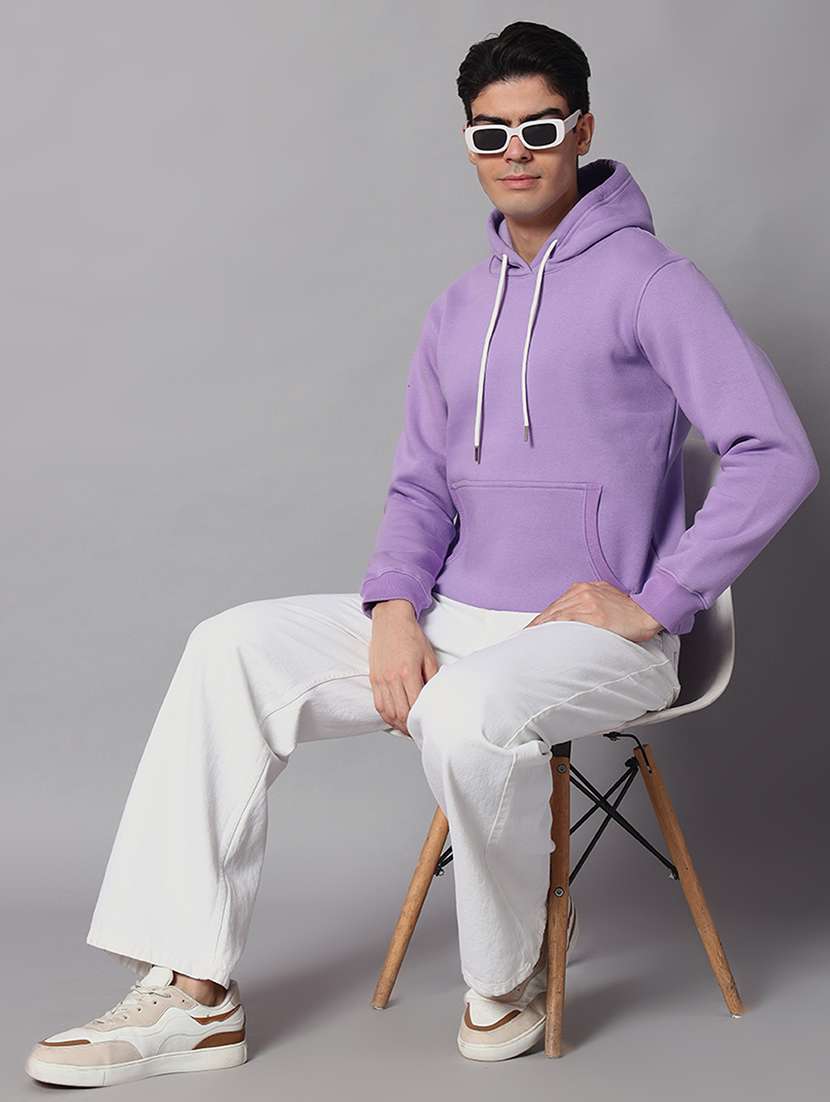 men solid long sleeve regular fit hooded sweatshirt - 22061772 -  Standard Image - 3