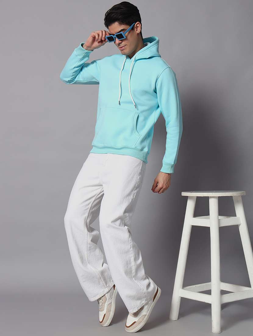 men solid long sleeve regular fit hooded sweatshirt - 22061775 -  Standard Image - 3