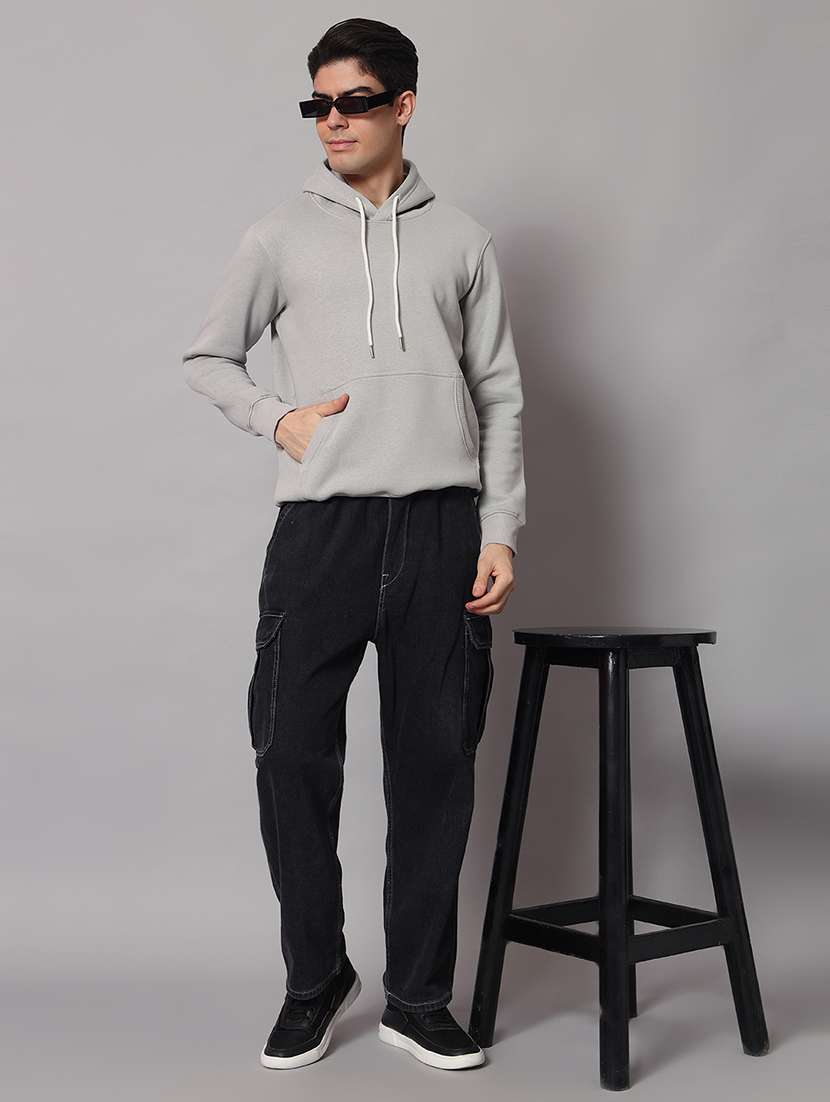 men solid long sleeve regular fit hooded sweatshirt - 22061779 -  Standard Image - 3