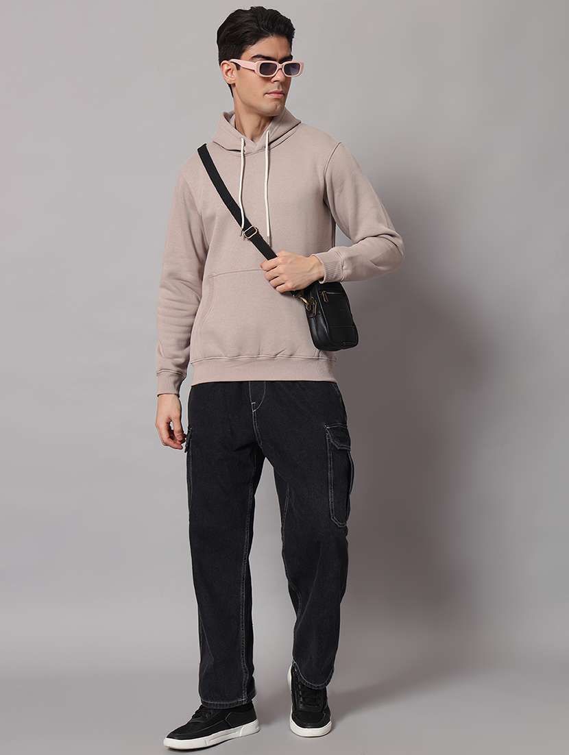 men solid long sleeve regular fit hooded sweatshirt - 22061780 - Standard Image - 3