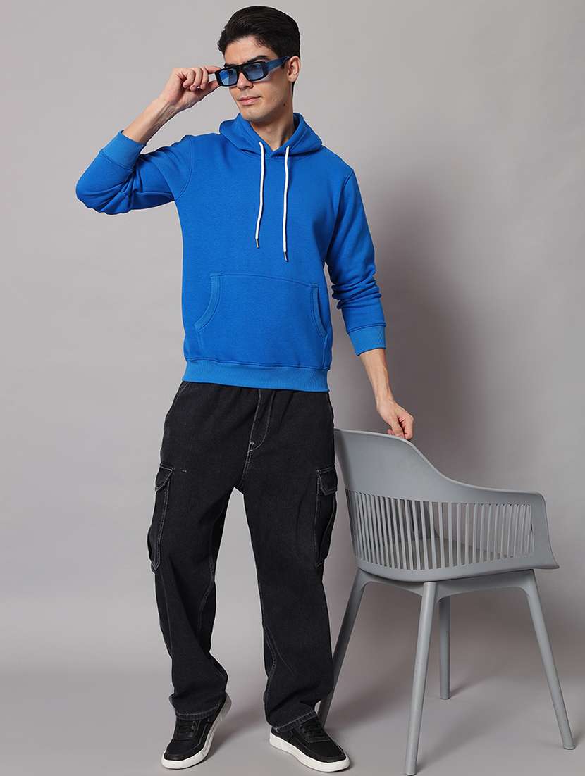 men solid long sleeve regular fit hooded sweatshirt - 22061781 - Standard Image - 3