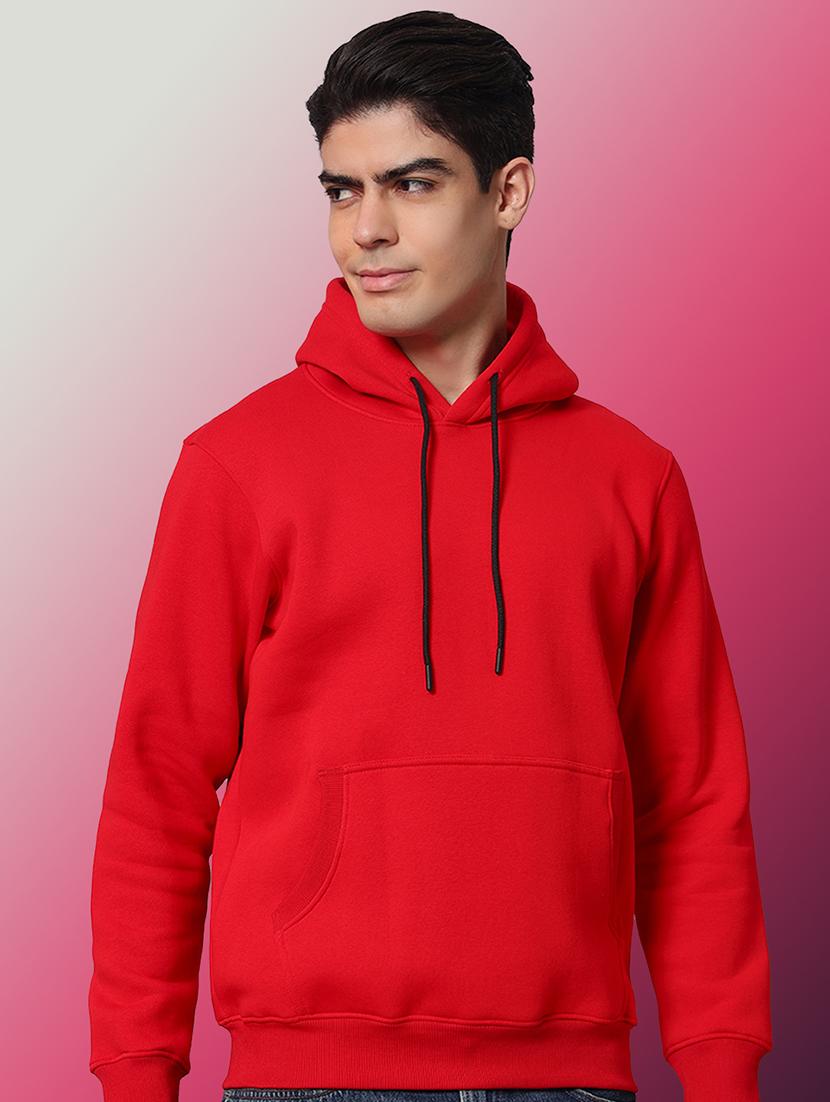 men solid long sleeve regular fit hooded sweatshirt - 22061788 - Zoom Image - 0