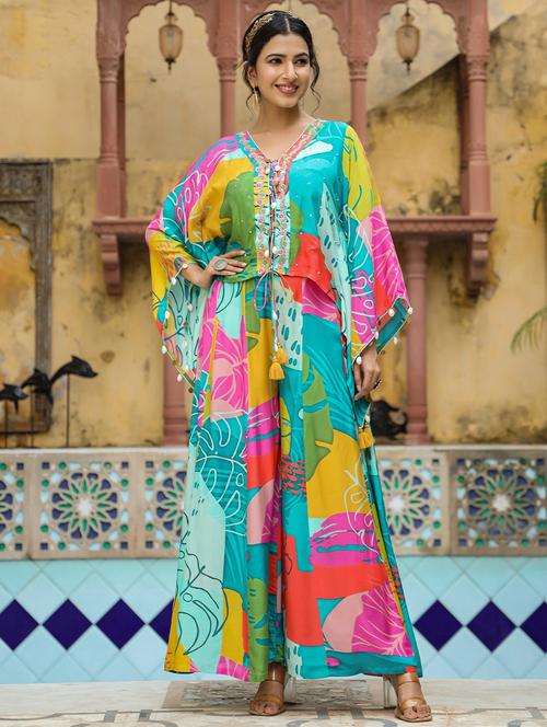 light blue muslin kurta pant set - 22061791 - Standard Image - 0