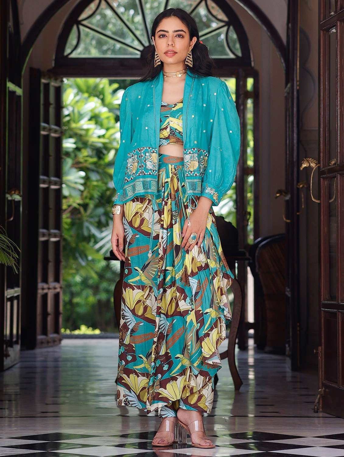 green muslin kurta pant  set