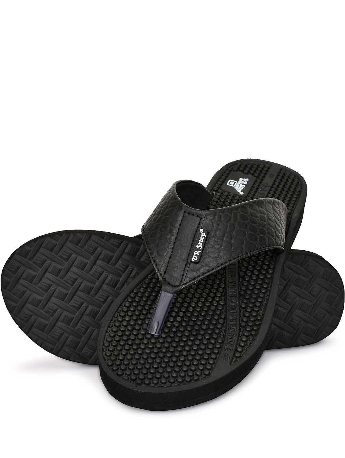 men black solid slipper - 22061796 - Standard Image - 3