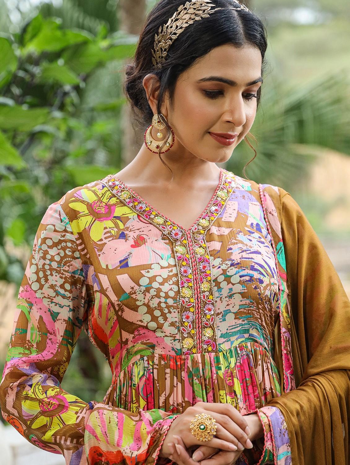 brown chiffon aline gown - 22061812 - Standard Image - 3