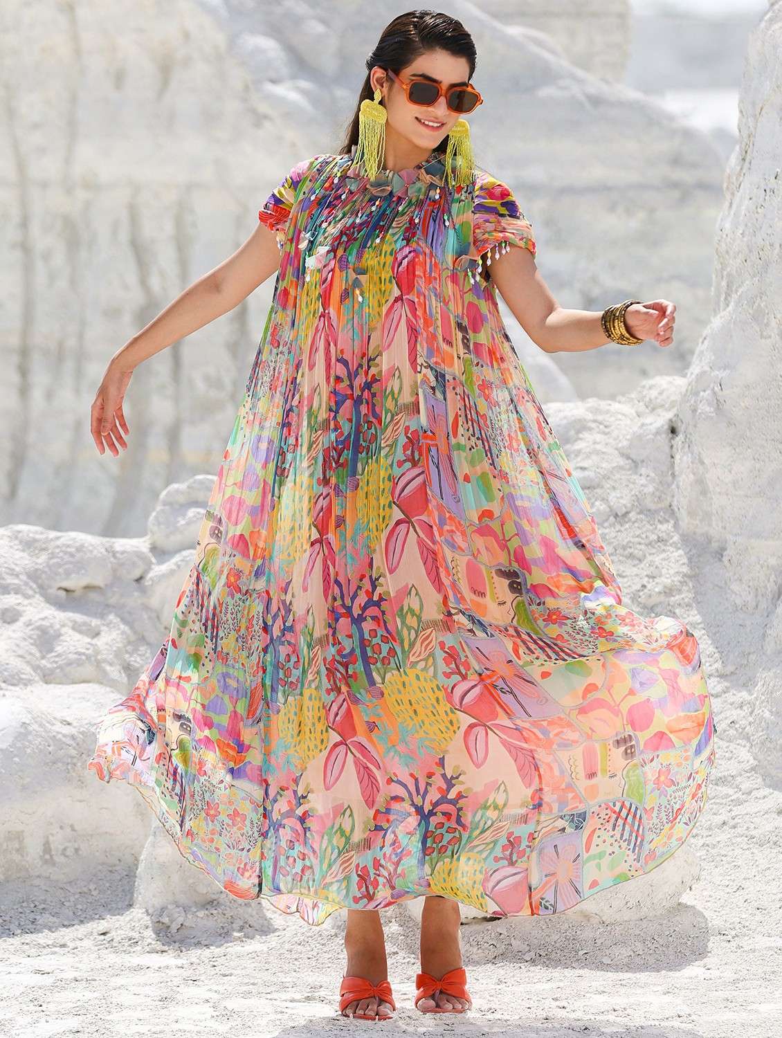 pink chiffon aline gown - 22061818 -  Zoom Image - 0