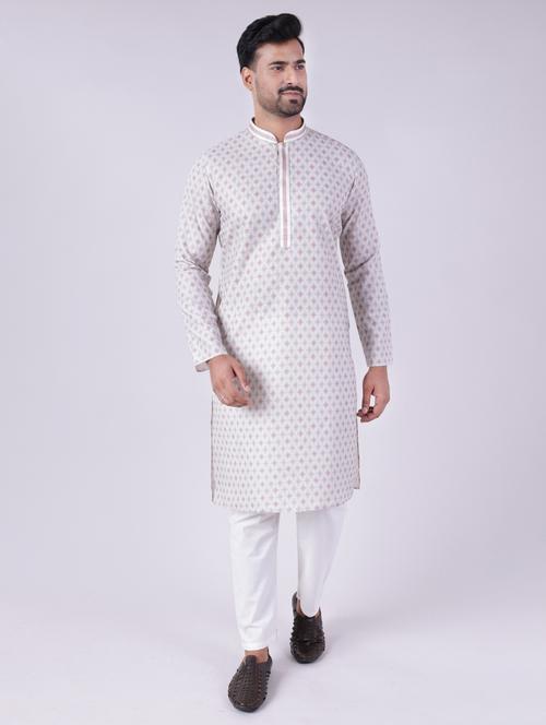 men mandarin neck kurta pyjama ethnic wear set - 22061829 - Standard Image - 0