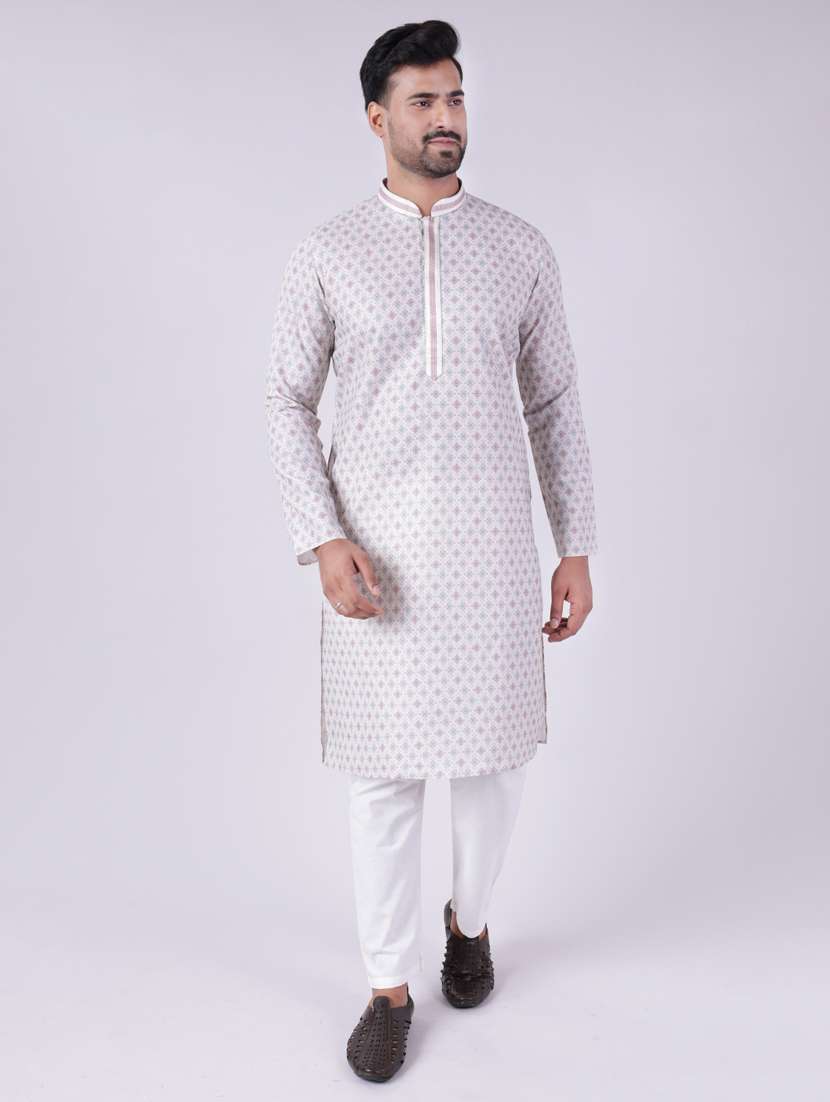 men mandarin neck kurta pyjama ethnic wear set - 22061829 - Zoom Image - 0