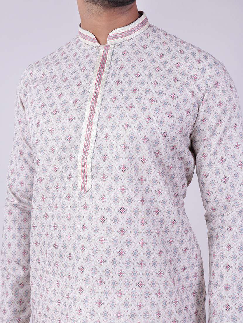 men mandarin neck kurta pyjama ethnic wear set - 22061829 - Standard Image - 5