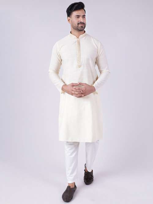 men mandarin neck kurta pyjama ethnic wear set - 22061835 -  Standard Image - 0