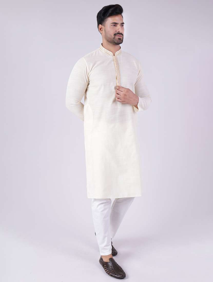 men mandarin neck kurta pyjama ethnic wear set - 22061835 - Standard Image - 3