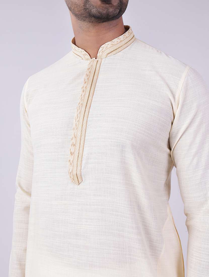 men mandarin neck kurta pyjama ethnic wear set - 22061835 - Standard Image - 5