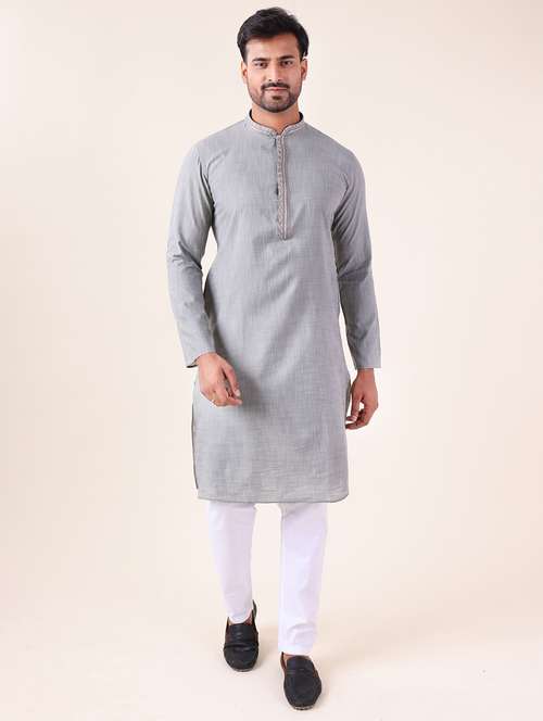 men mandarin neck kurta pyjama ethnic wear set - 22061836 -  Standard Image - 0
