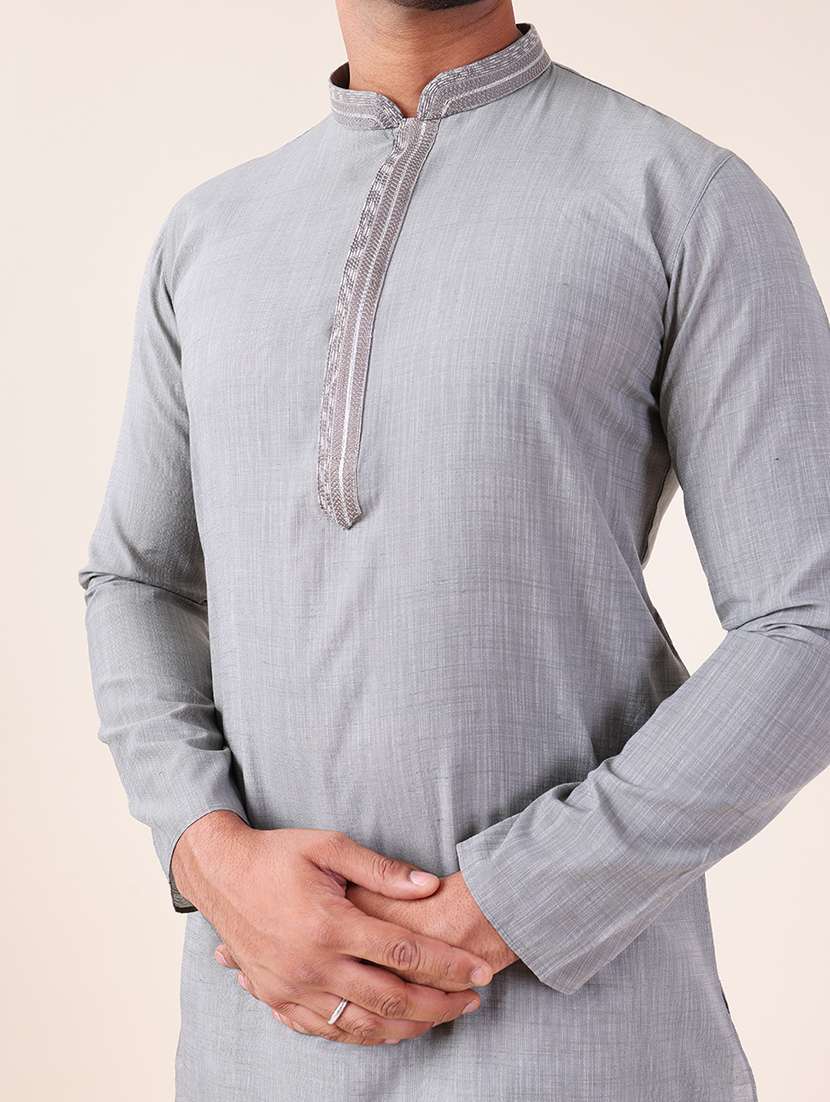 men mandarin neck kurta pyjama ethnic wear set - 22061836 - Standard Image - 5