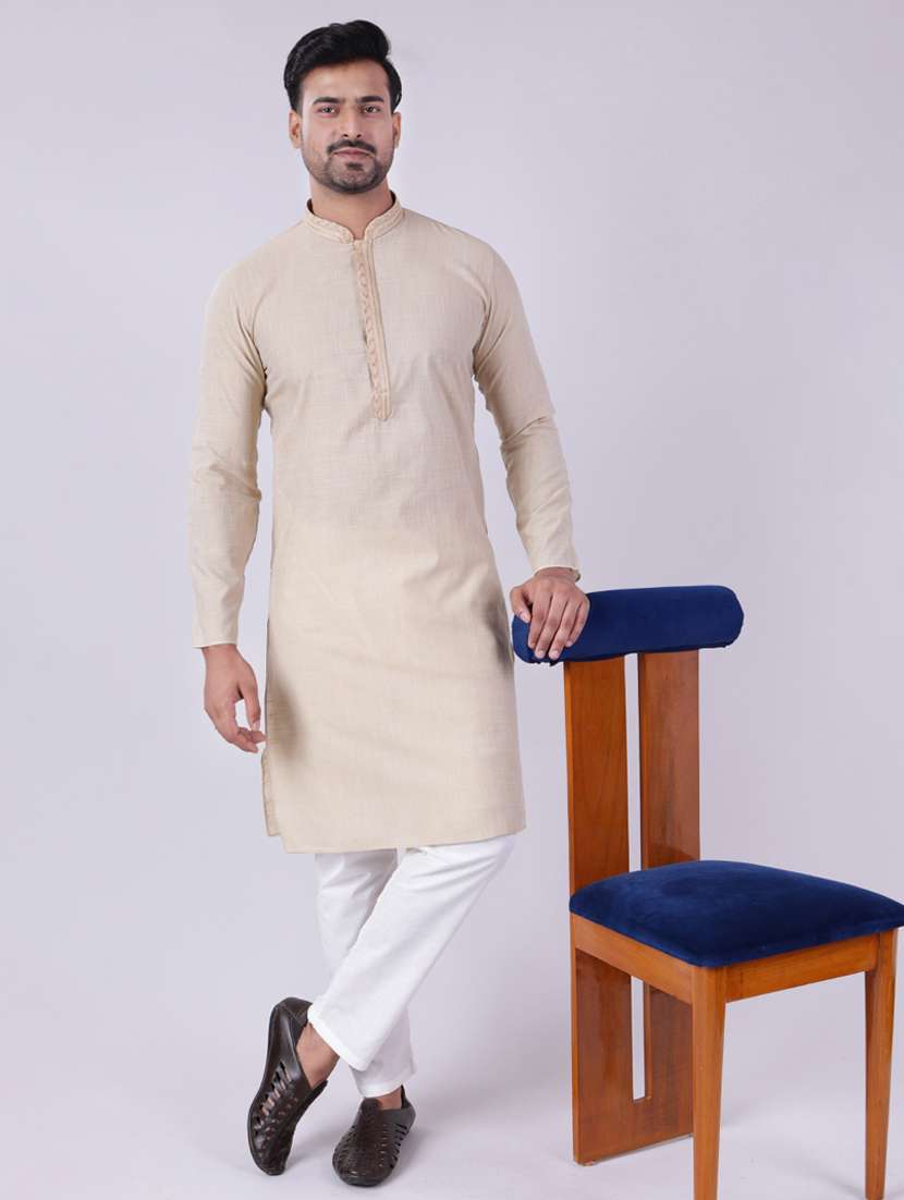 men mandarin neck kurta pyjama ethnic wear set - 22061837 - Zoom Image - 0