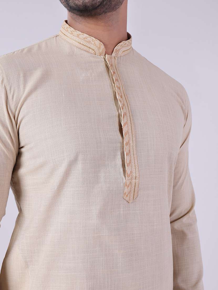 men mandarin neck kurta pyjama ethnic wear set - 22061837 - Standard Image - 5