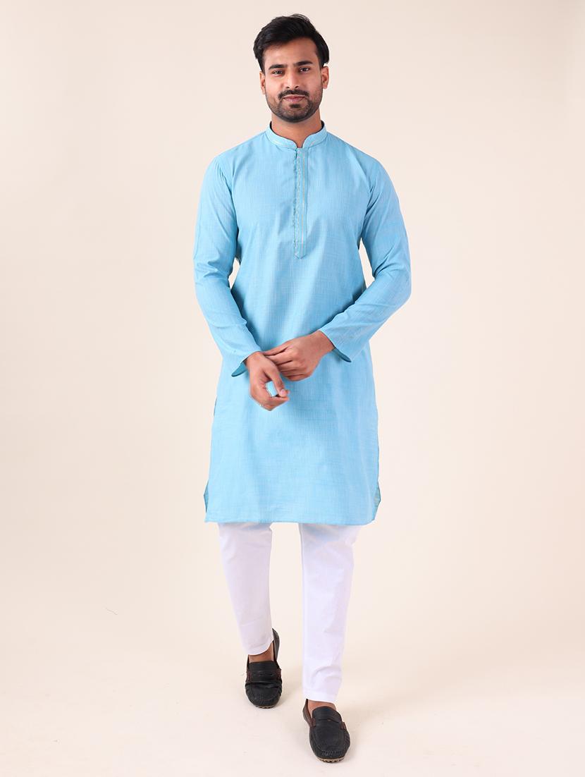 men mandarin neck kurta pyjama ethnic wear set - 22061838 -  Zoom Image - 0