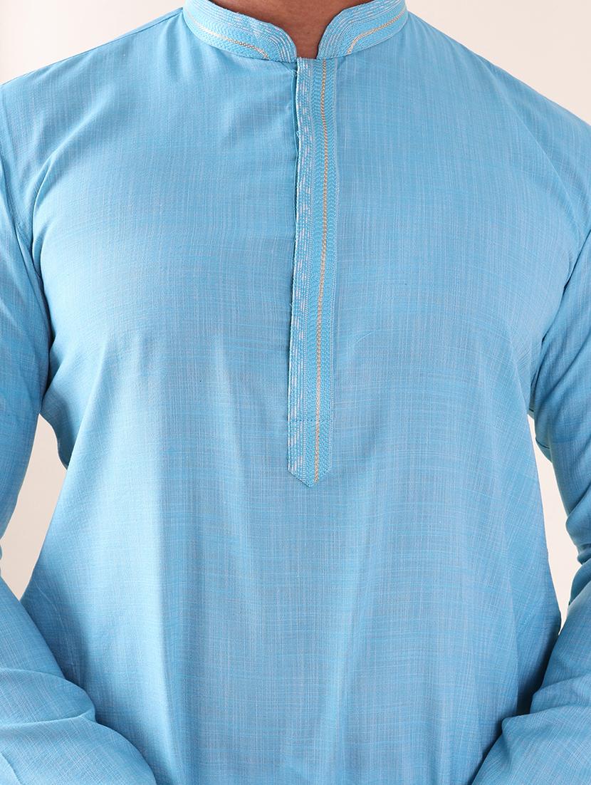 men mandarin neck kurta pyjama ethnic wear set - 22061838 - Standard Image - 5