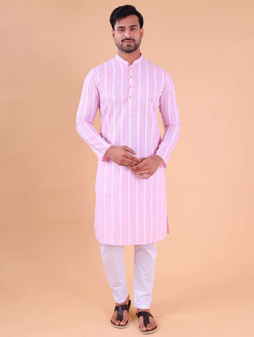 men mandarin neck kurta pyjama ethnic wear set