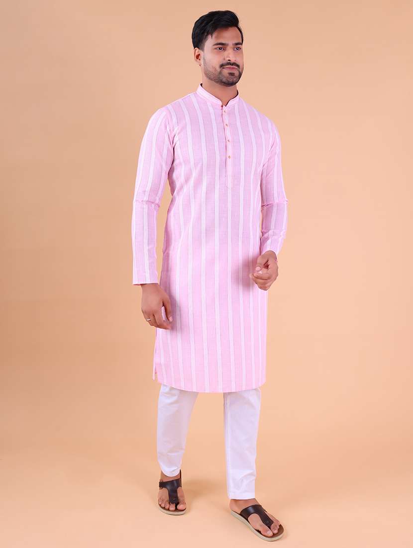 men mandarin neck kurta pyjama ethnic wear set - 22061839 - Standard Image - 3